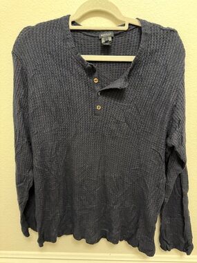 Blu Sage Men's Long-Sleeve Waffle Henley - Slate Blue